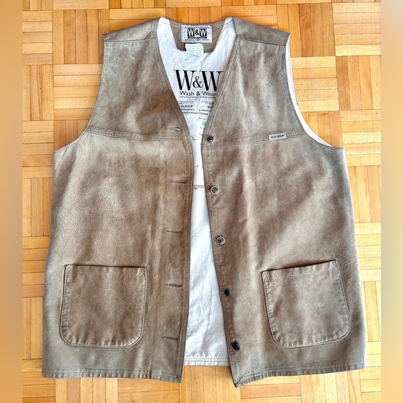 Vintage Jackets & Blazers - Vintage 80s/90s W&W Wash & Wear Washable Suede Vest – Unisex – Canadian Made